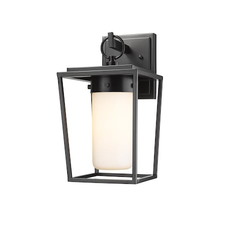 Z-Lite Sheridan 1 Light Outdoor Wall Sconce, Black & White Opal 595S-BK